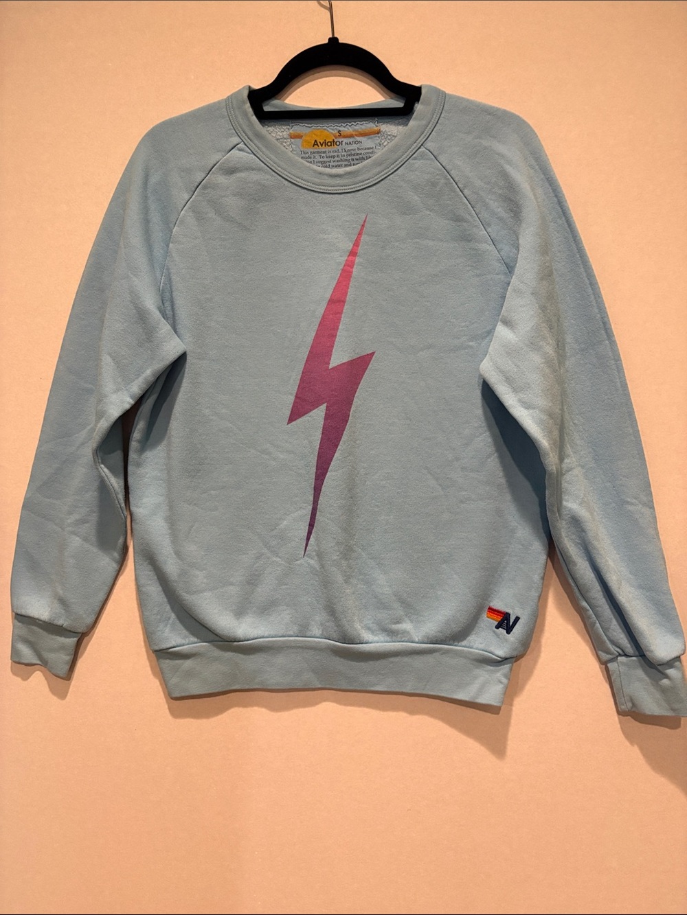 Aviator Nation - Women's Lightning Bolt Fade Crewneck sweatshirt. Small. Blue - Picture 3 of 16